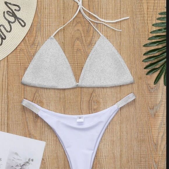 White Shimmer Bikini Swimsuit - Picture 8 of 8